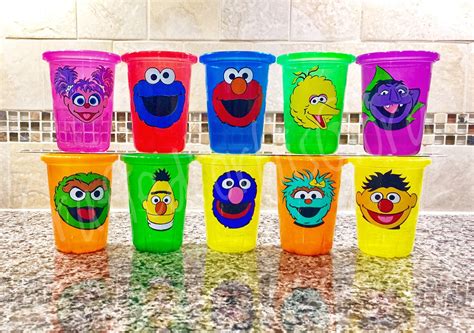 Sesame Street Party Favors Personalized Cups Set of 3 | Etsy