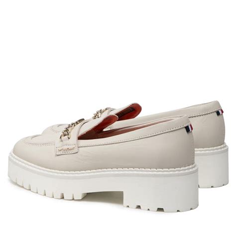 Halbschuhe Tommy Hilfiger Th Chain Chunky Loafer Fw Fw White Dove