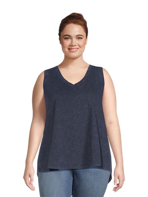 Terra And Sky Womens Plus Size Sleeveless Cotton Swing Top Sizes 0x 4x