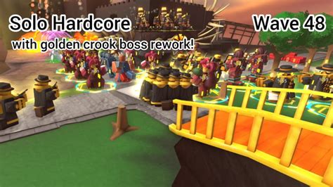 Solo Hardcore Wave With Golden Crook Boss Rework Roblox Tds Youtube