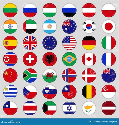 Set of Flags. Top, Famous Country Stock Vector - Illustration of ...