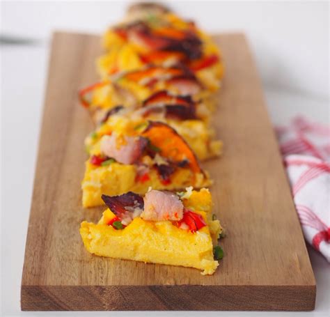 Baked Polenta Slice With Crispy Bacon Pumpkin And Capsicum This Is