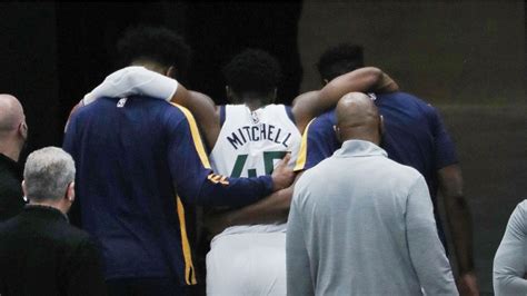 Jazz Guard Donovan Mitchell Injured Helped Off Court During Pacers Game