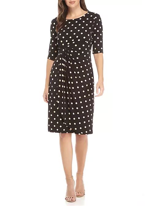 Connected Apparel Side Ruched Polka Dot Dress Belk