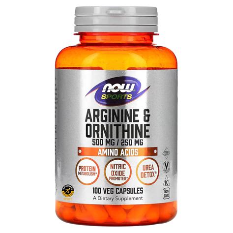 Arginina 500mg Ornitina 250mg 100 cápsulas veganas Cyber