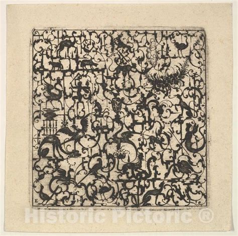 Art Print Esaias Von Hulsen Square Blackwork Design In Silhouette