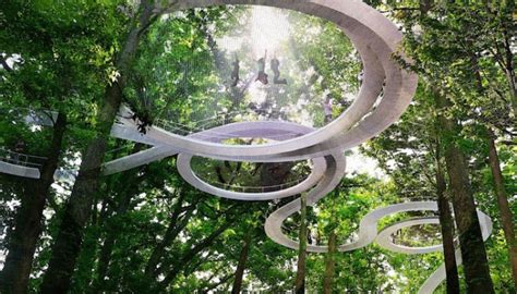 Sky Park Walkway Has Elevated Trampolines In The Forest So You Can Walk