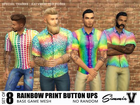 The Sims Resource SimmieV Rainbow Patterned Button Ups