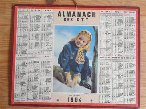 Calendrier Almanach Fillette Dans La Neige Facteur Poste Vintage