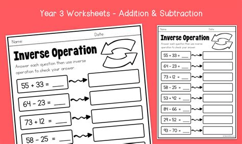 Year Inverse Operation Worksheets Ks Addition Subtraction