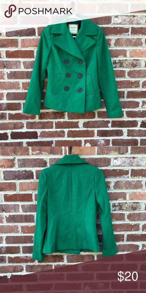 Old Navy Peacoat Pea Coat Kelly Green Xs Wool Poly Peacoat Coat