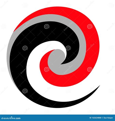 Logotipo Espiral Maori Koru Cinza Vermelho Preto Ilustra O Do Vetor