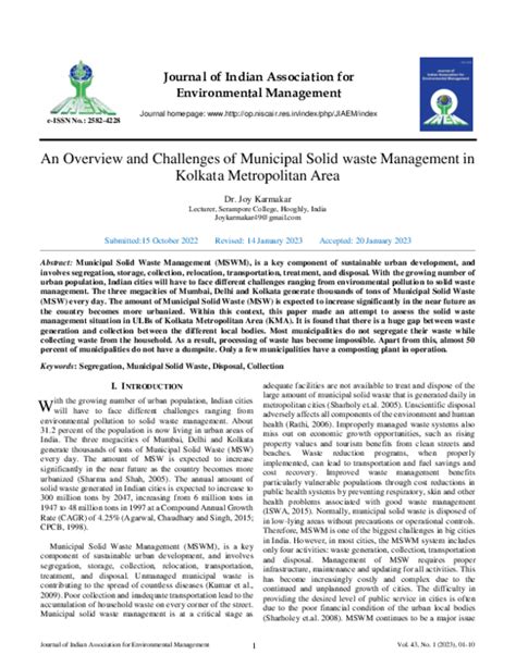 Pdf An Overview And Challenges Of Municipal Solid Waste Management In