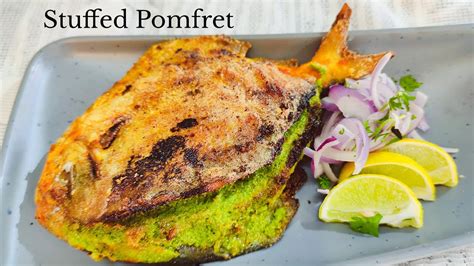 Stuffed Pomfret Fry Bharla Paplet Coconut Chutney Stuffed Fish Fry