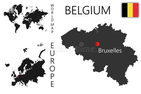 Vector Map Of Belgium With Flag The Location Of The Country On The Map