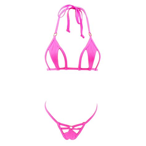Micro Bikini Cut Out Triangle Top G String Bottom Sexy Extreme Mini Bikinis Tanning Through
