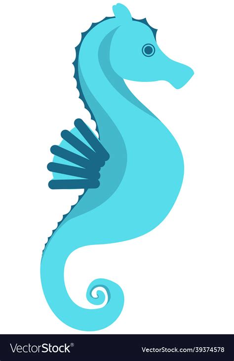 Blue Sea Horse On White Background Cartoon Vector Image