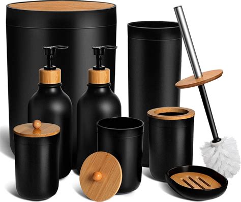 Kasunting Black Bathroom Accessories Set 8 Pcs Matte Black