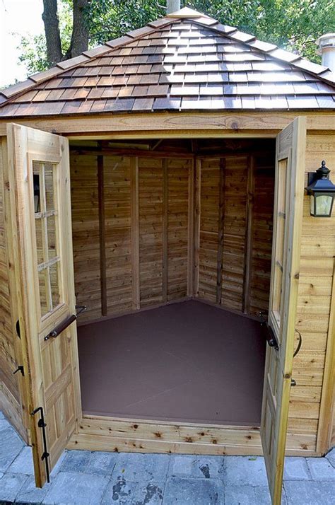 Ft W X Ft D Penthouse Cedar Wood Garden Shed With French Doors