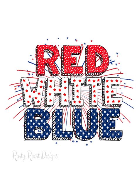 Red White And Blue Png 4th Of July Sublimation Designs Downloads