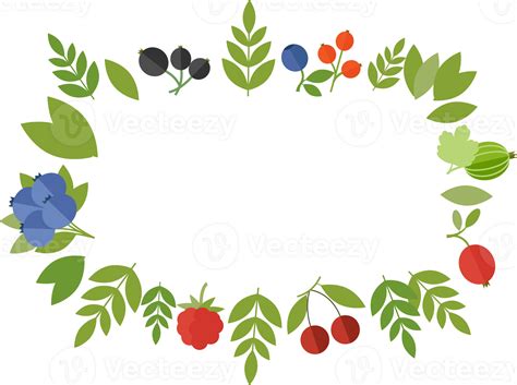 Frame Of Berries Raspberry Currant Cranberry Cherries Blueberries