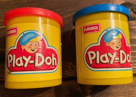 Vintage Playskool Play-Doh Containers - 90's Blue and Red Lids - Play ...