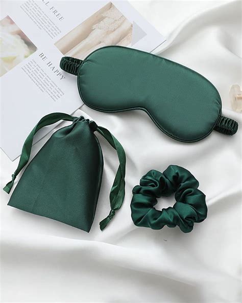 Pcs Silk Sleep Mask Scrunchie Drawstring Storage Bag Set Sleep