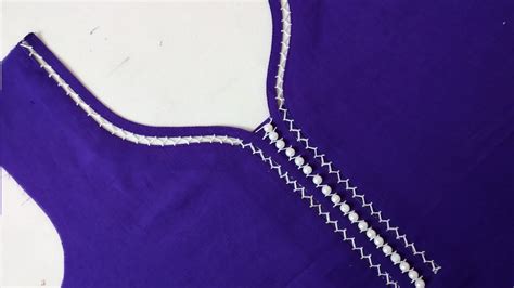 Unique Neck Design With Dori Piping And Moti Easy Way Cutting And Stitching Youtube