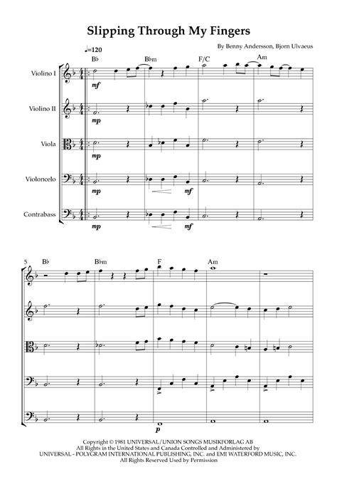 Slipping Through My Fingers Arr Karen Gueiros By ABBA Sheet Music