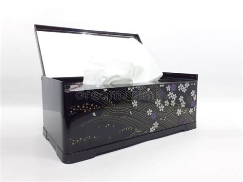 Black Floral Pattern Tissue Box Cosmetics in White Isolated Background ...