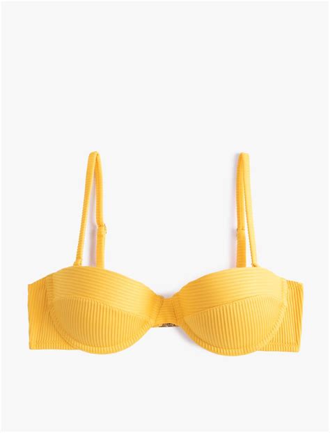 Sarı Kadın Koton X Şahika Ercümen Balenli Dokulu Bikini Üstü SAK MM Koton