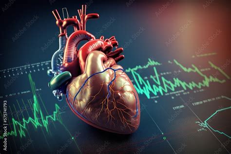 Anatomy Of Human Heart On Ecg Medical Background Ai Generated Stock