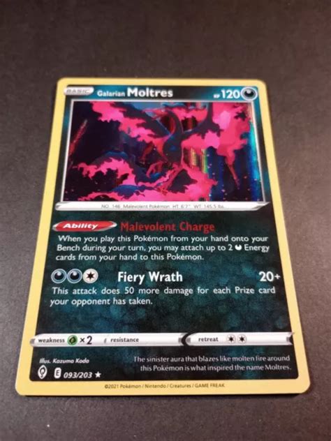 Pokemon Evolving Skies Galarian Moltres Holo Rare Card Nm Eur