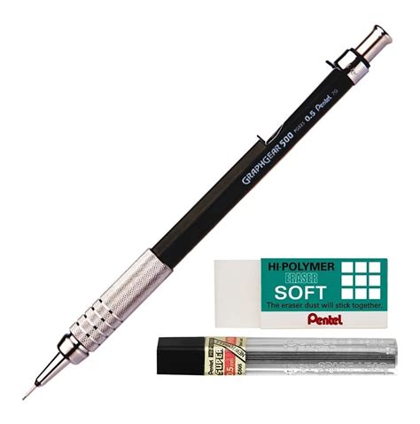 Kit Lapiseira Pentel Graphgear 500 0 5mm Grafite Borracha Shopee Brasil