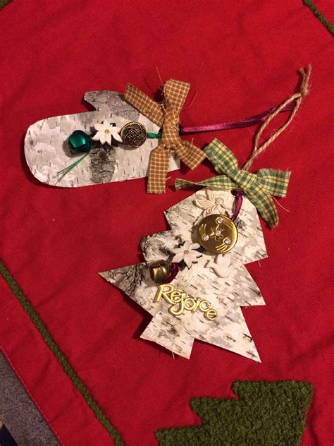 Birch Bark Ornaments Made By My Mom Birch Bark Crafts Birch