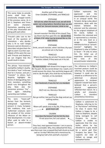 The Tempest Act 3 Scene 2 Fully Annotated Teaching Resources