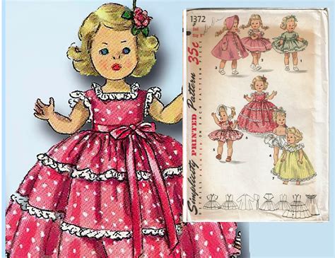 1950s Vintage Simplicity Sewing Pattern 1372 8in Ginny Doll Clothes Vintage4me2