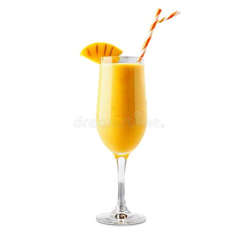 Mango Smoothie With Creamy Orange Texture Sliced Fruit Garnish And