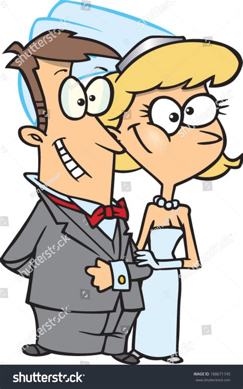 Cartoon Couple Getting Married Stock Vector 188671745 Shutterstock