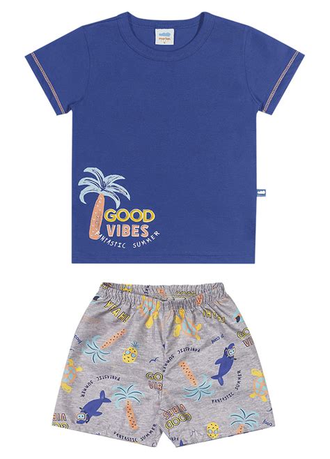 Conjunto Menino Camiseta E Bermuda Good Vibes Marlan Baby PB A 003