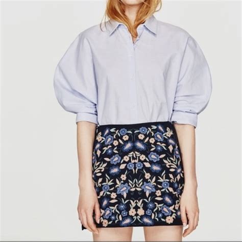 Zara Skirts Zara Embroidered Mini Skirt With Ties Trafaluc