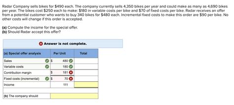 Solved Radar Company Sells Bikes For Each The Company Chegg