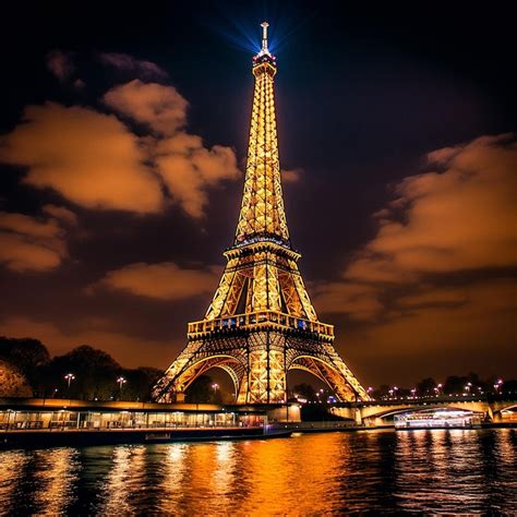 premium photo eiffel tower night view paris france
