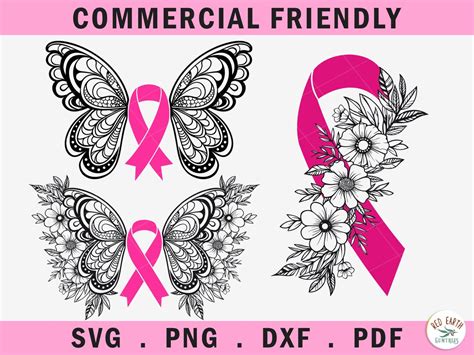 Breast Cancer SVG Bundle Pink Ribbon Butterfly Breast Cancer Svg Cancer