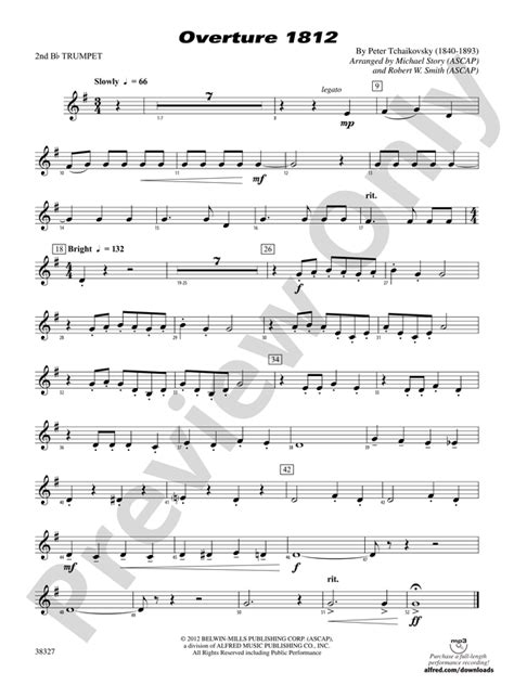 Overture 1812: 2nd B-flat Trumpet: 2nd B-flat Trumpet Part - Digital ...