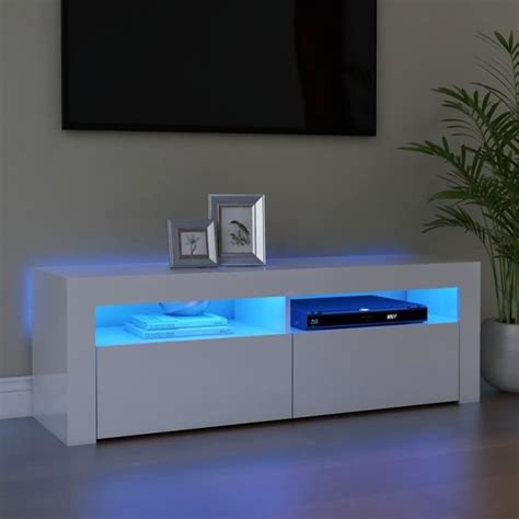 Top Meuble tv JILI Table TV Moderne avec lumières LED blanc