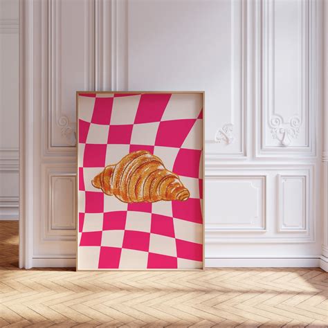 Pink Croissant Poster French Food Poster Trendy Home Decor