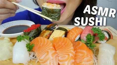 Asmr Sushi Deluxe Assorted Nigiri And Salmon Sashimi No Talking Eating Sounds N E Let S Eat