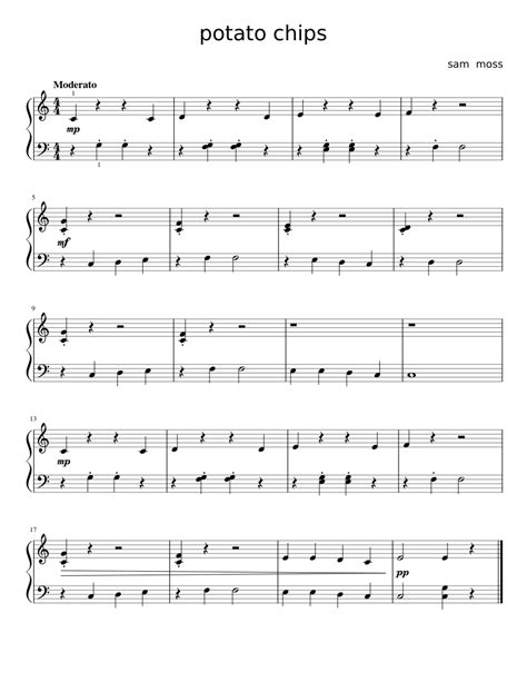 Potato Chips Sheet Music For Piano Solo Easy