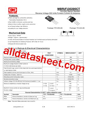 MBRF30200CT Datasheet PDF GOOD ARK Electronics